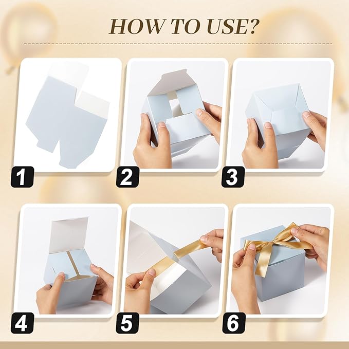 48 Pcs Christmas Gift Boxes with Ribbon Small Party Favor Boxes with Lids Mini Treat Candy Container for Wedding, Party, Birthday, Valentine's Day and More(Macaron,4 Inch)