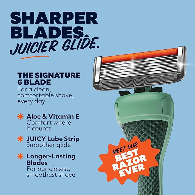 Dollar Shave Club | The Guest Pass Shave Set | 2 Extra Close Refill Cartridges, 1 Handle (Green), 1 Razor Cover, Razors for Men