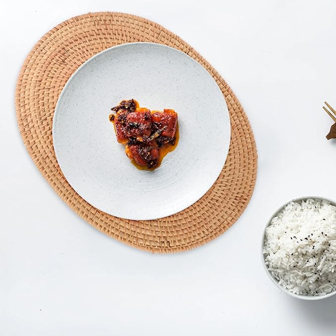 Natural Rattan Woven Placemats Oval Tableware Mats Anti Slip Place Mat Multifunctional Placemat 30x40cm