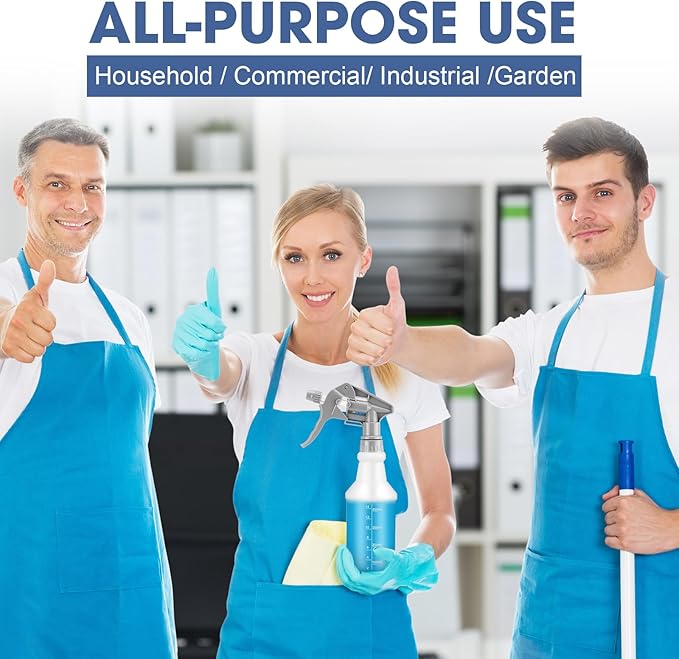 Eccliy 20 Pack 16oz Empty Spray Bottles, Leakproof Cleaning Bottles with Measurement and Adjustable Nozzle for Housekeeping, Commercial Use(Cylinder,Gray Spray Head)