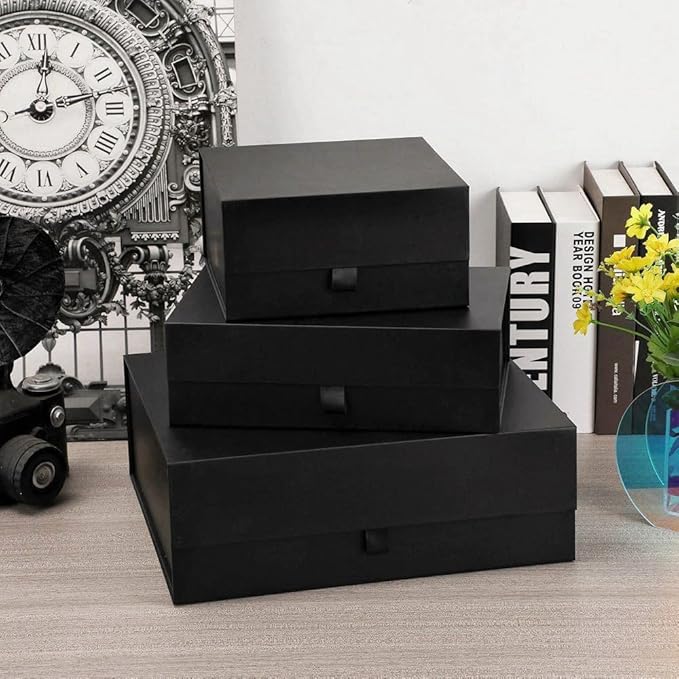 5 Pcs Black Gift Box 8x8x4 Inches Small Gift Boxes for Presents with Magnetic Closure Lid Luxury Collapsible Gift Box Bridesmaid, Wedding, Birthday Boxs for Gift Packaging