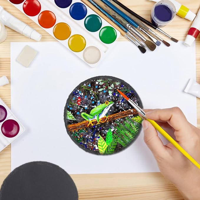 60 Pack 4 Inch Round Slate Coasters,Coasters for Drinks, Black Stone Coaster with Anti-Scratch Bottom, Ideal for Home Decor, Bar, Housewarming Gifts, and Laser Engraving KUKLIPJIM