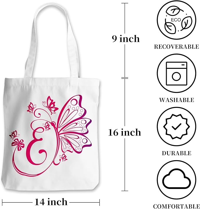 Grace Yonks Butterfly Monogram Canvas Tote Bags with The Letter
