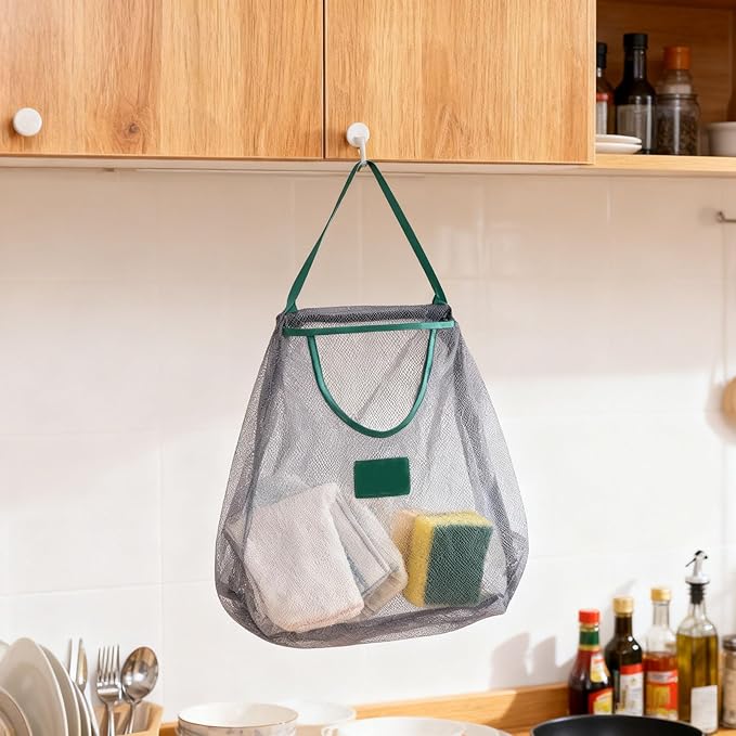 Portable Hollowed Out Mesh Tote Storage Bags, Kitchen Storage Bag, Reusable Hanging Storage Mesh Bags, for Kitchen