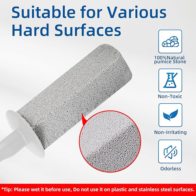 Toilet Pumice Stone for Cleaning, Toilet Bowl Pumice Stone, Extra Long Handle Toilet Bowl Cleaners for Removing Hard Stain Lime. Ideal for Toilet Bathroom Sink Grill Pool(2 Pack White)