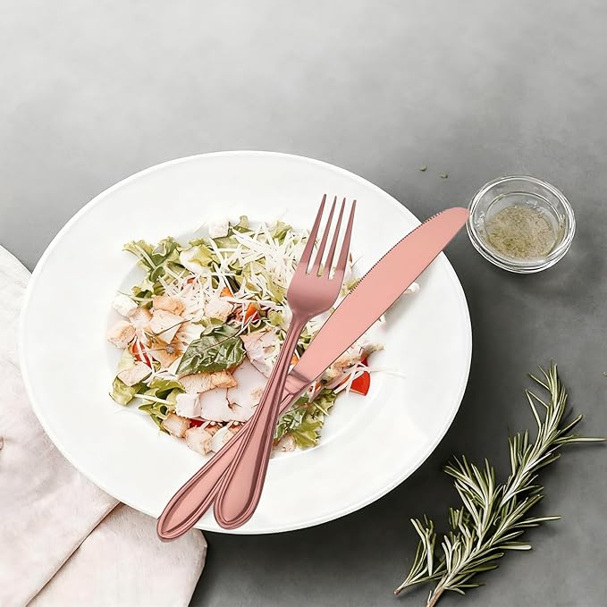 Rose Gold Silverware Set,40-Piece Stainless Steel Flatware for 8, Heavy-Duty 18/0 Stainless Steel Utensils,Mirror Polished Dishwasher Safe for Home & Kitchen Dining