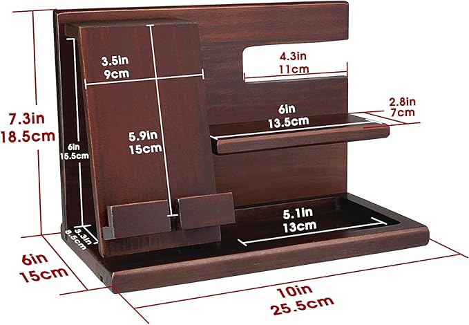 Wood Phone Docking Station for Men - Wooden Nightstand Organizer - Personalized Idea for Him, Husband, Boyfriend, Dad, Son, Boss, Colleague - Perfect for Anniversary, Birthday, Christmas, Fathers Day