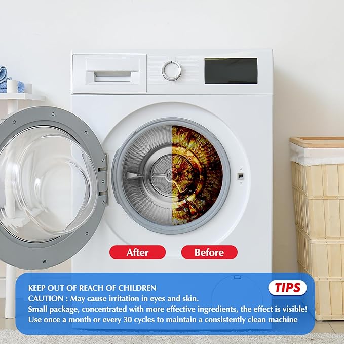 USKICH Washing Machine Cleaner Descaler 40 Pack-Deep Cleaning Tablets For HE Front Loader & Top Load Washer,Washer Machine Cleaning Tablets Clean Inside Drum and Laundry Tub Seal,Septic Safe