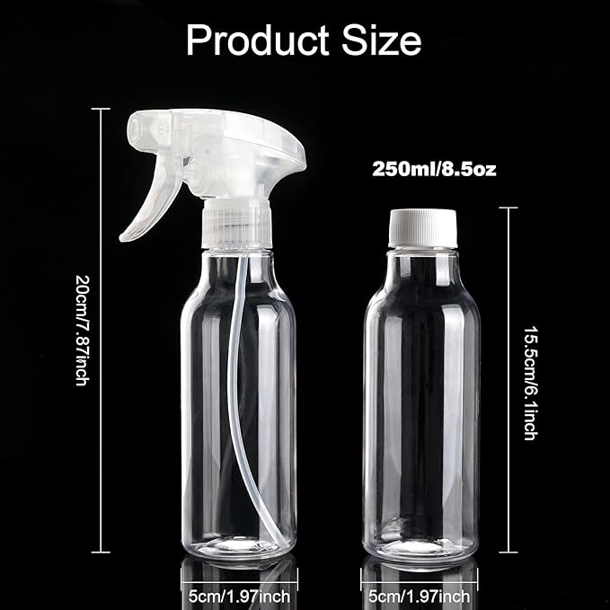 Cosywell Plastic Spray Bottles 8.8oz/260ml 3 Pack Empty Spray Bottle for Cleaning Mist/Stream Heavy Duty Water Spraying Bottle for Cooking Hair Care Essential Oils(Clear)