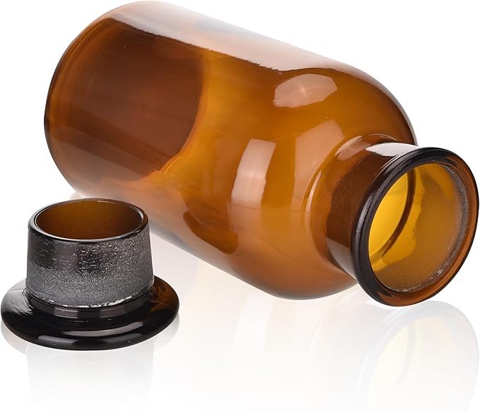 6 Packs Lab Glass Reagent Bottle,Wide Mouth Glass Storage Bottle with Ground Stopper,Decorative Bottles/Vase