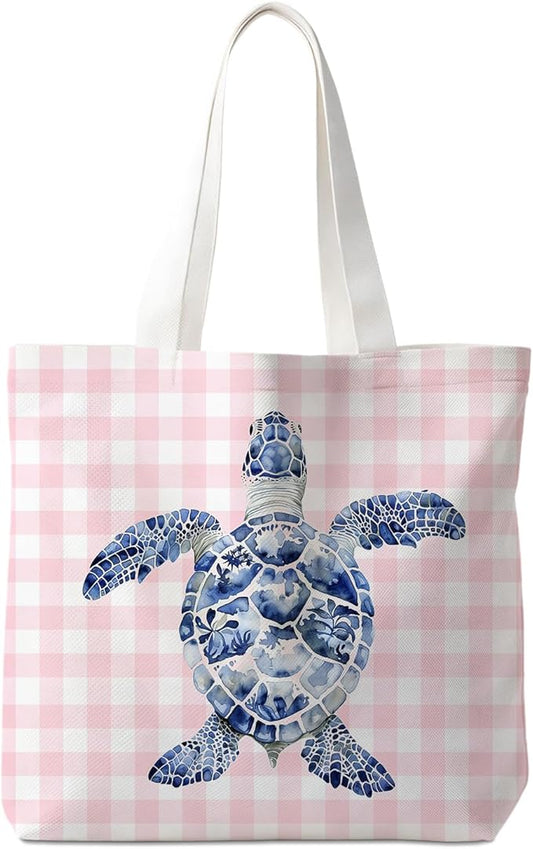 Animals-Flowers-Fruits-Bow Valentines Canvas Heart Tote Bag, Coquette Reusable Shopping Grocery Bags