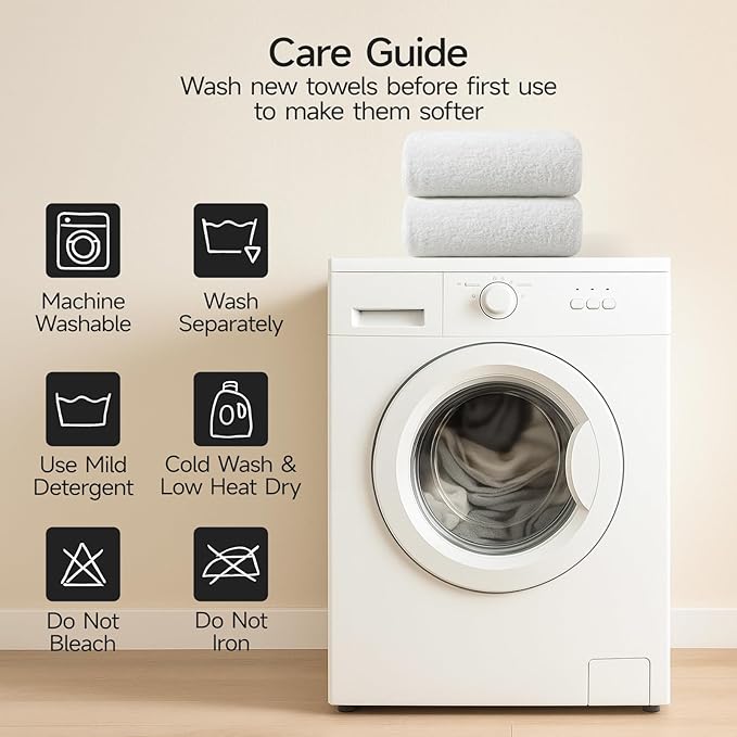 REDKISS Ultra-Plush Bath Towel Set - 900GSM Premium Thick Cotton for Bathroom & Spa, Super Absorbent Bath with No Shedding (2-Piece Bath Twoel Set for Adults, Luxury Hotel & Home Use)-White