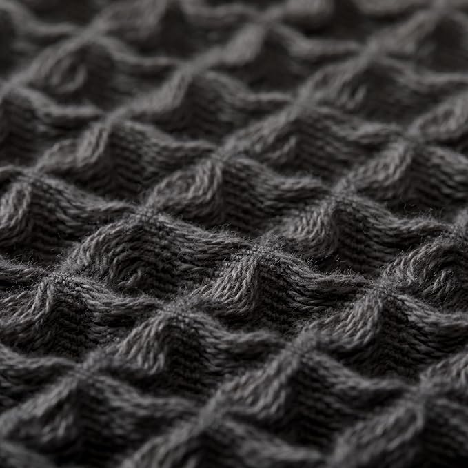 Luxury Japanese Cotton Silk Waffle Bath Towel | Plush, Absorbent, and Quick Dry (Smoke Grey, Face Towel (6 Pack))