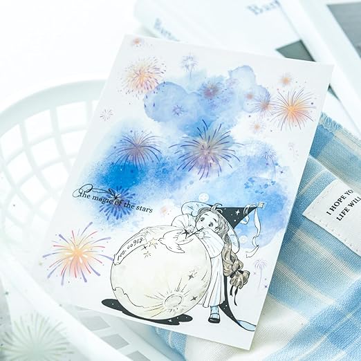 Fireworks PET Tape Set, 4 Rolls Pre-Cut Ephemera for Junk Journaling, Scrapbooking, Crafting, DIY Projects, Diaries, and Art Supplies