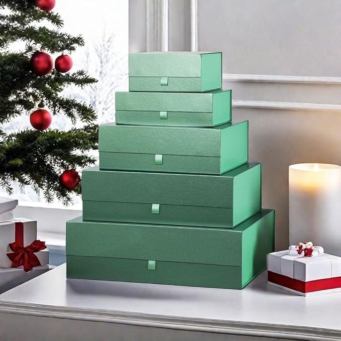 Extra Large Green Gift Box 3 Pack 19x16x6 Inches,Gift Boxs for Presents with Lid Magnetic Closure Collapsible,Groomsman Proposal Box,Birthday, Christmas,for Clothes and Large Gifts