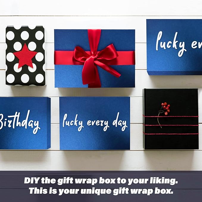 4 Pack 9.5x7x4 Inches Gift Boxes with Magnetic Closure Lids, Blue Magnetic Box for Wedding, Groomsmen Bridesmaid Proposal, Birthdays, Mother's Day