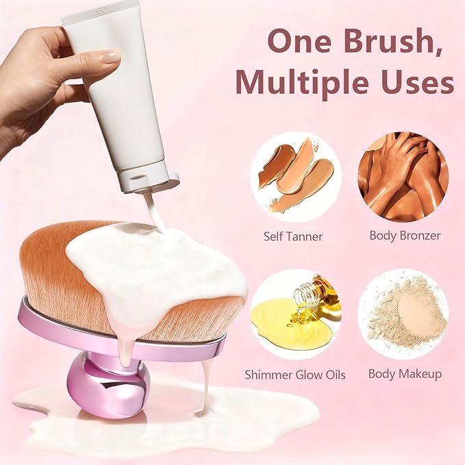 Extra Large Kabuki Body Brush 118mm – Ultra Soft Self Tanner Brush for Quick & Even Coverage, Big Body Makeup Brush for Foundation, Bronzer, Highlighter & Lotion Application