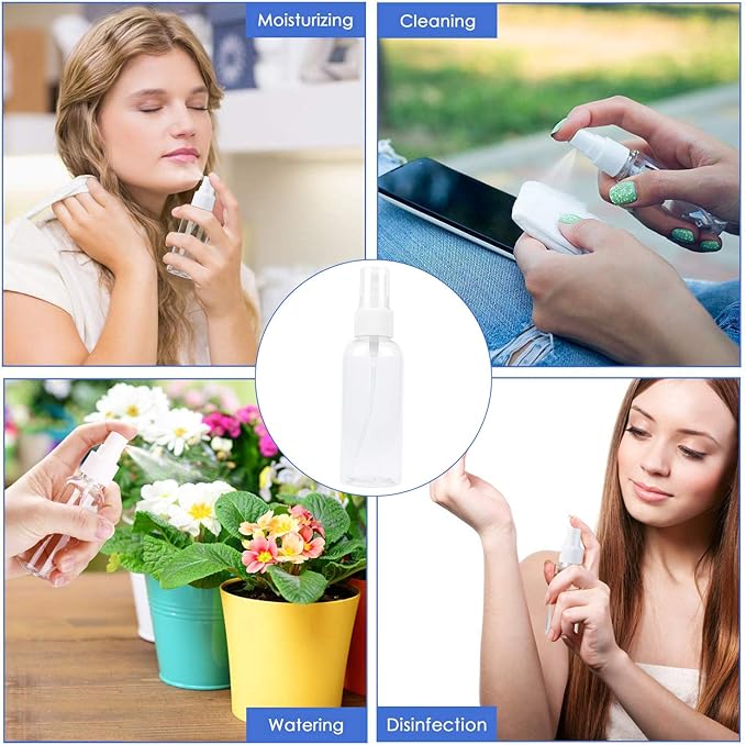 TRENDBOX 12 Pack Empty Transparent Plastic Fine Mist Spray Bottle 60 ml (2 oz)