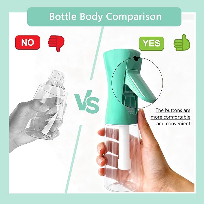 Spray Bottle for Hair Continuous Ultra Fine Mist (200ml) 360° Multi Spray Bottle for Plants, Cleaning, Skin Care Leakproof & Durable 1 Pack