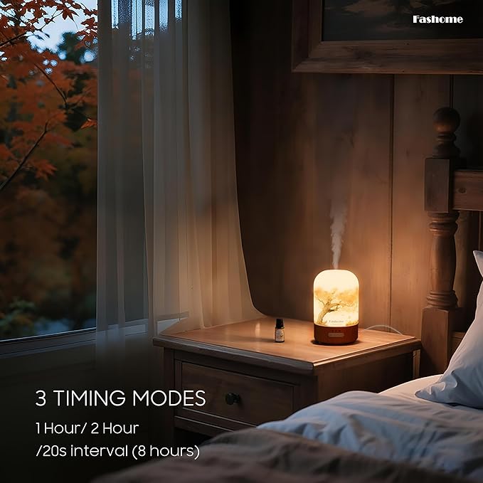 Glass Essential Oil Diffuser with Frankincense Oil, 100ml Ultrasonic Aromatherapy Humidifier, 6 in 1 Scent Vaporizer with Timer and Auto-Off (Autumn-Frankincense)