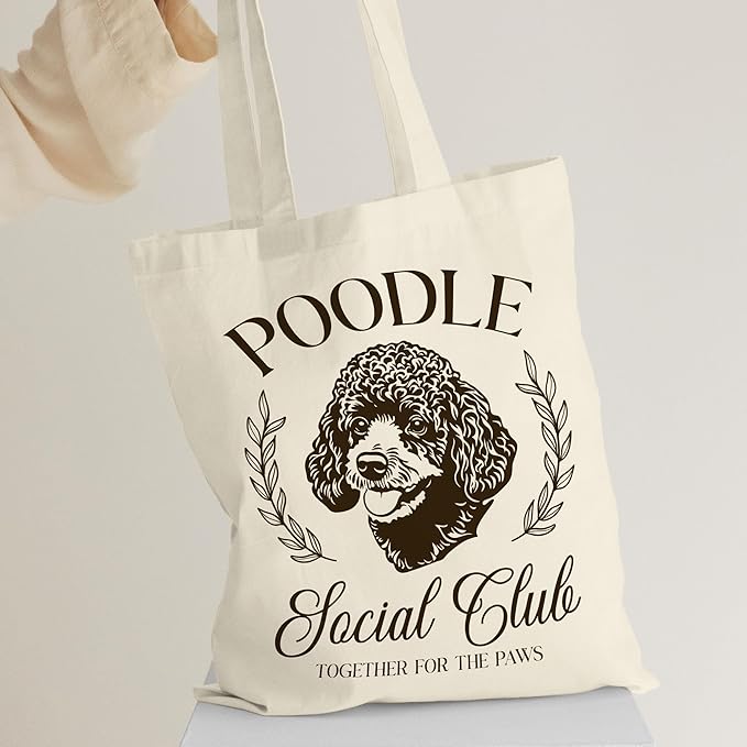 Dog Social Club Canvas Tote Bag, Travel & Daily Use, 16x14 Inch