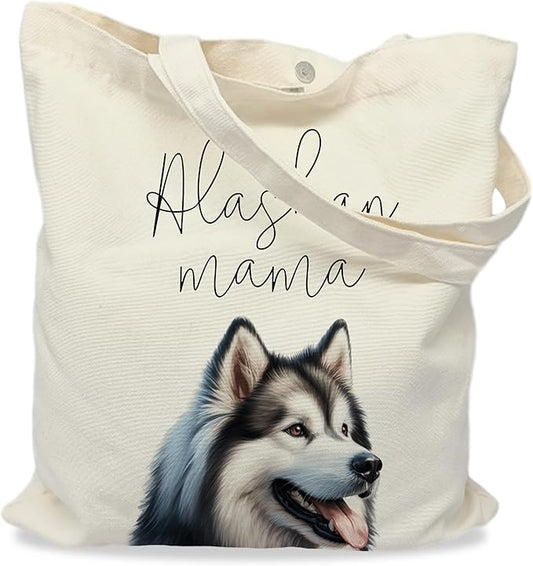Dog Mama Tote Bag – Cute Dog Lover Canvas Bag, Reusable Shopping Shoulder Bag for Women, Pet Mom Gift,