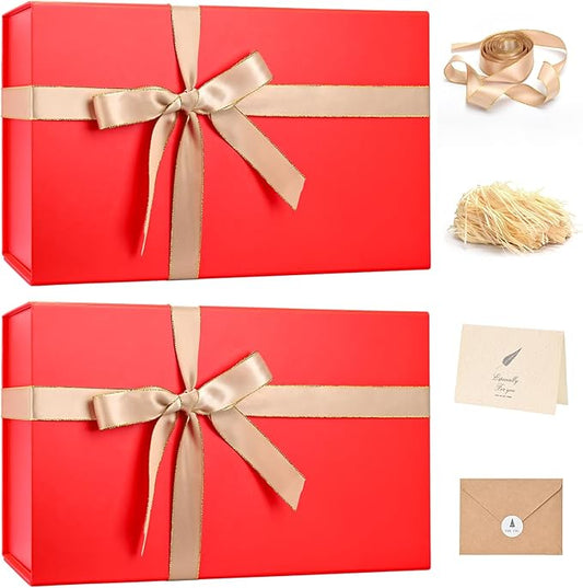 LIFELUM Large Gift Box 14"x8.5"x4.5" Christmas Gift Boxes with Lids for Presents for Anniversary Wedding Proposal Birthday Gift boxes with Shredded Filler Card Ribbon