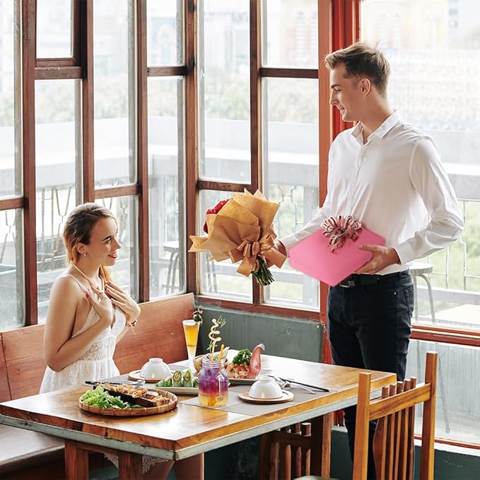 GREEN BEAN 6 Gift Boxes 11x7.8x2.3 Inches, Gift Box Pink Gift Boxes with Lids for Presents, Magnetic Closure Gift Boxes, Shirt Gift Boxes for Clothes (Glossy Metallic Pink, Polka Dot Design Inside)