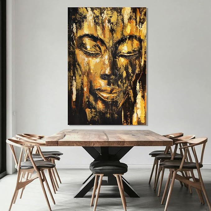 ZENPEE Black Large Wall Art, Gold Abstract Wall Art, Home Decorations for Living Room, Wall Decor for Bedroom Aesthetic, for Office, 32" x 48"