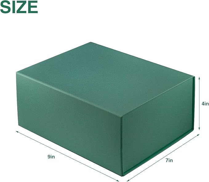 MOYEUPAC Green Gift Box,9" X 7" X 4" with Lids for Presents Magnetic Closure Gift Packagingfor Birthday, Christmas-Green with Ribbon