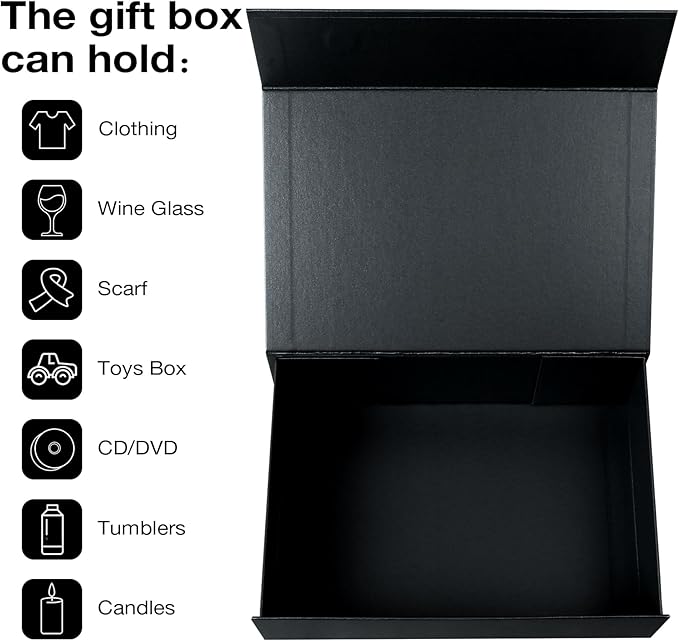 Aimyoo Galaxy Black Magnetic Gift Boxes with Lids 10.5x7x3 in, Medium Bridesmaid Groomsman Proposal Box, Rectangle Collapsible Box for Present Graduation Birthday Storage 5 Pack