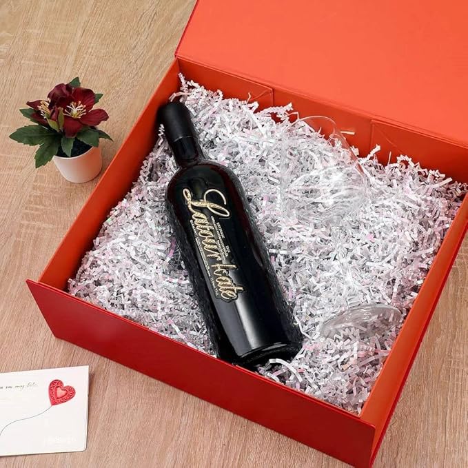 2 Pcs Large Gift Box 13.5x11.8x4.7 Inches, Red Gift Boxes for Presents with Magnetic Closure Lid, Luxury Gift Box Rectangle Collapsible Boxes for Gift Packaging