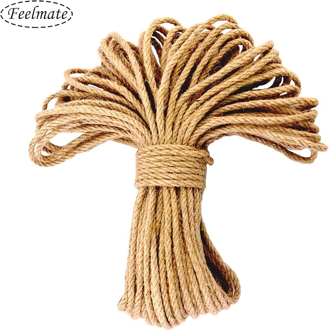 4mm Jute Rope 164Feet Burlap Twine Natural Thick Strong Hemp Cord for Arts Crafts DIY Decoration Gift Wrapping.