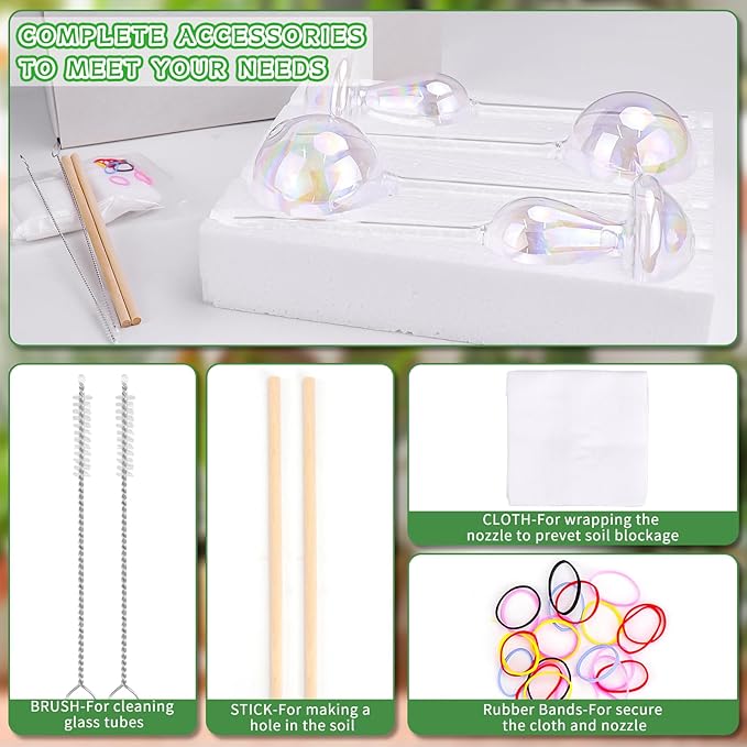 Hysagtek 4 Pack Plant Watering Globes, Self Watering Planter Insert, Plant Watering Bulbs Devices for Indoor and Outdoor Plants, Hand Blown Clear Glass Mushroom Watering Bulbs