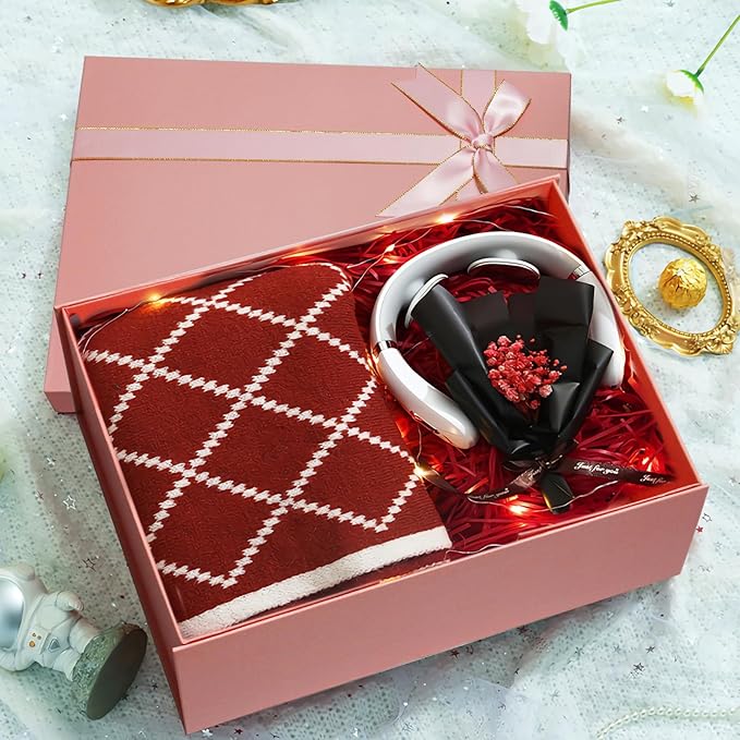 Pink Gift Box, 13"x10"x5" Large Gift Boxes, 2 Pack Foldable Gift Boxes with Lids for Presents, Versatile Empty Gift Box for Birthday, Anniversaries, Weddings, Any Occasion