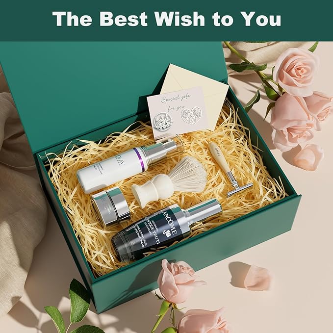 HongCai printing Large Gift Box with Lids Green: 13.5×10×5 Inches Packaging with Magnetic Lid - Holds Christmas Birthdays Holiday Gifts - Ideal for Couples Friends Family