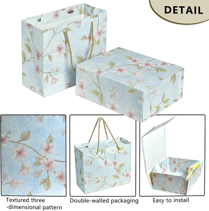 Luxury Gift Box with Magnetic Lid, Finished Size 9.8×7.9×4 In,Collapsible Rectangle Storage Box with Gift Bag for Wedding,Birthday, Valentine's Day,Christmas,Graduation Gift