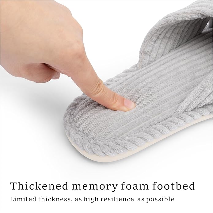 Chantomoo Slippers for Women Memory Foam House Womens Slipper Slides Home Bedroom Bathroom Spa Open Toe Corduroy Bow Slippers Cozy Comfortable