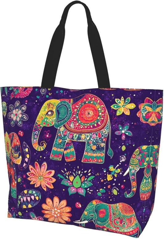 Tote Bag Shoulder Bags for Women Grocery Shopping Bag Reusable Bags Boho-Red Paisley 1