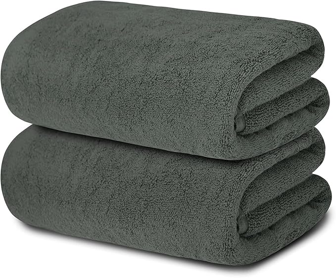 BIOLINEN Luxury 100% Cotton Bath Towels – Ultra Soft, Highly Absorbent, Quick-Dry – Premium Quality for Home, Spa & Hotel (Grey, 30x60)