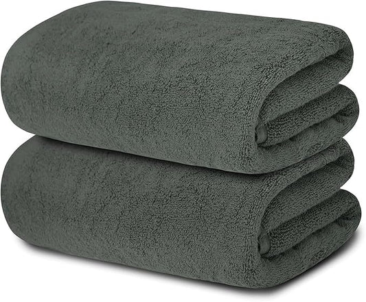 BIOLINEN Luxury 100% Cotton Bath Towels – Ultra Soft, Highly Absorbent, Quick-Dry – Premium Quality for Home, Spa & Hotel (Grey, 30x60)