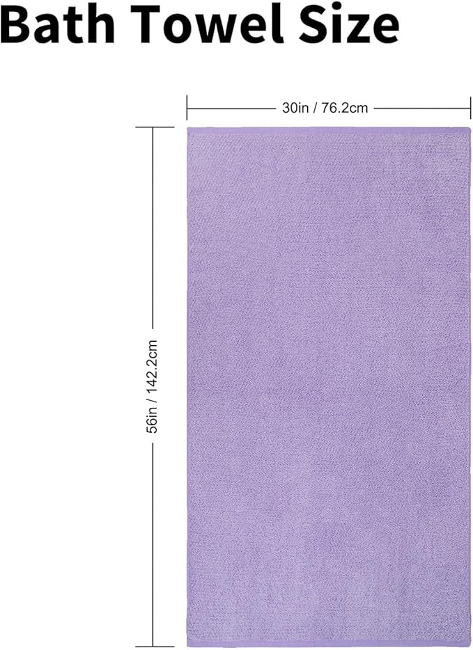 EEverplush Diamond Collection Oversized Bath Towel – 1 Pieces, Super Soft & Highly Absorbent, Quick-Drying, Extra Large & Thick. Perfect for Bathroom, Pool, Swimming Use (Lavender, 30" x 56" 1PK)