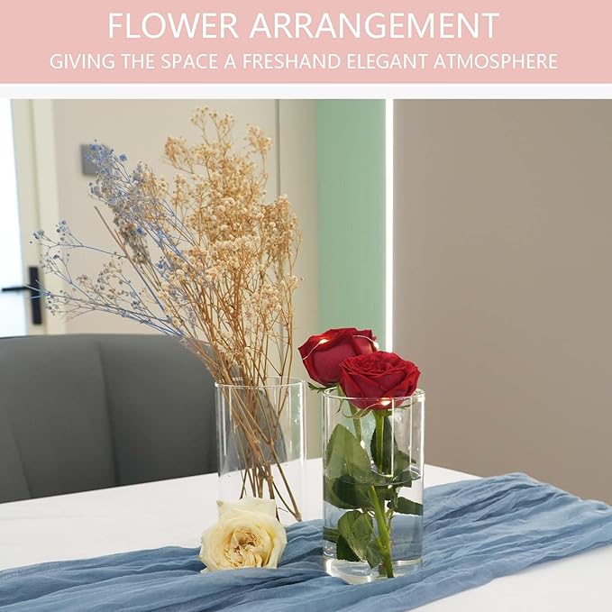 12pcs Glass Vase Cylinder Vases for Centerpieces Small Flower Glass Clear Vases Home Decor Centerpiece Table Flower Vase Decorations for Home＆Wedding Decoration 6 Inch Tall
