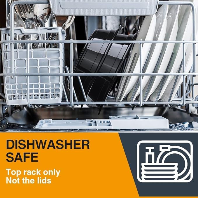 Glotoch Express 16oz Black Plastic Round Meal Prep Containers, 150 Pack Reusable Microwave Freezer Dishwasher Safe