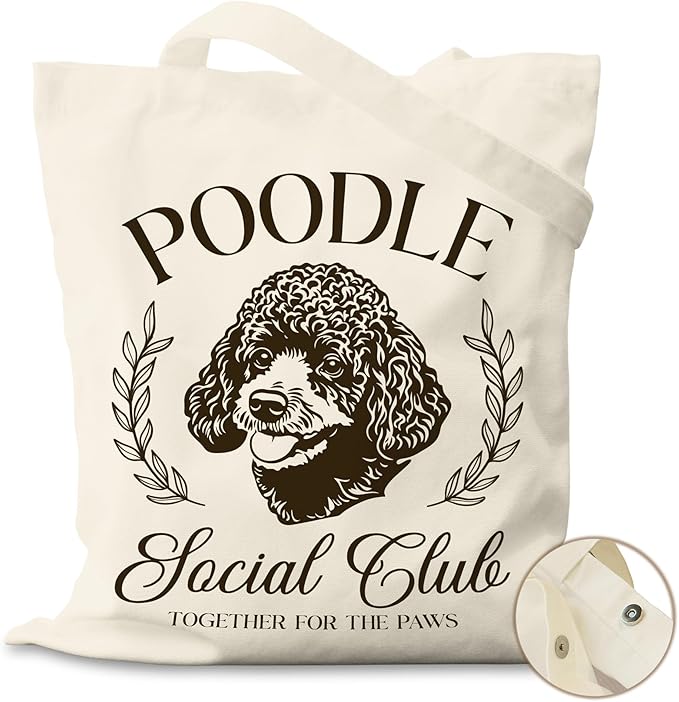 Dog Social Club Canvas Tote Bag, Travel & Daily Use, 16x14 Inch