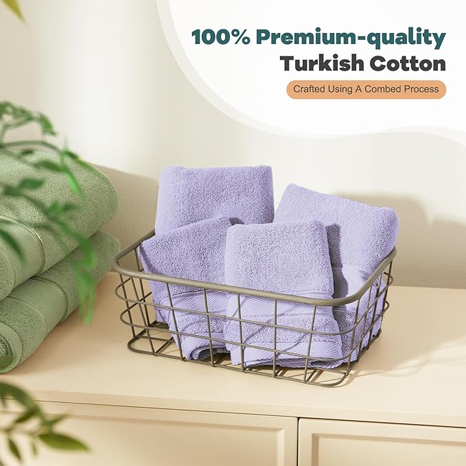 Marvione Bath Towels Set 6 Piece, 100% Turkish Cotton Highly Absorbent and Soft Towels for Bathroom 2 Bath Towels 2 Hand Towels 2 Washcloths, Lavender