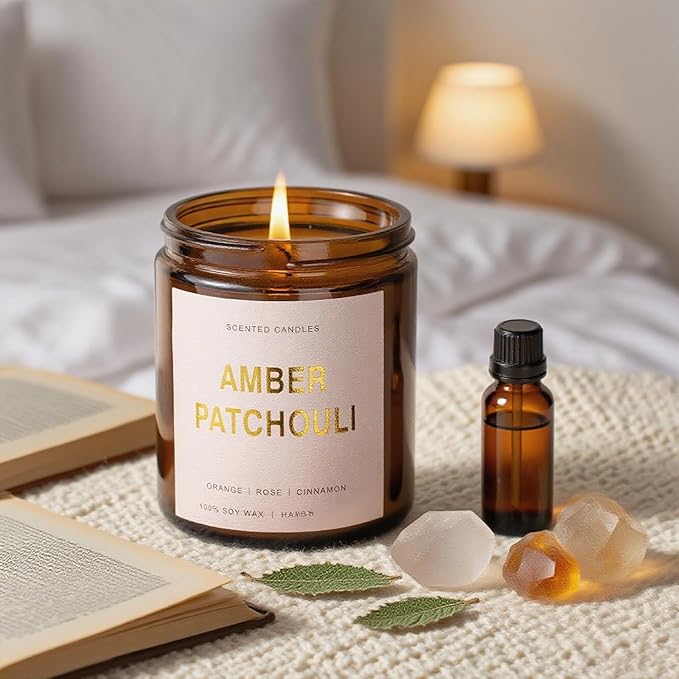 4 Pack Candles for Home Scented, 28oz Soy Candles Non Toxic, 240 Hour Long Lasting Scented Candle, Aromatherapy Candle with Lavender,Magnolia,Amber,Lemon - Candle Set Gifts for Women & Christmas