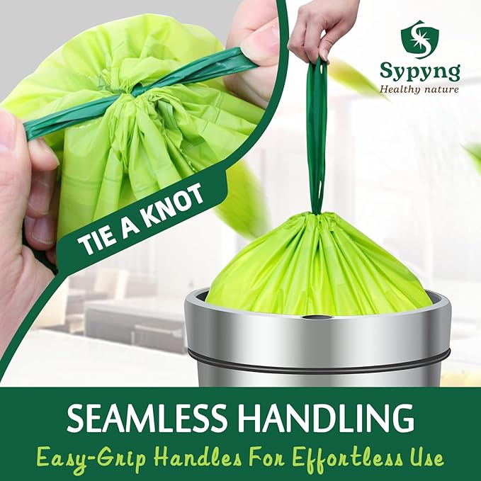 Compostable Kitchen Trash Bags 8-10 Gallon (50-Pack) – Heavy-Duty, 1.1 Mil Thick, 100% Biodegradable Bag for Medium to Large Bins. ASTM D6400, BPI & OK Compost HOME Certified Eco-friendly & Recyclable