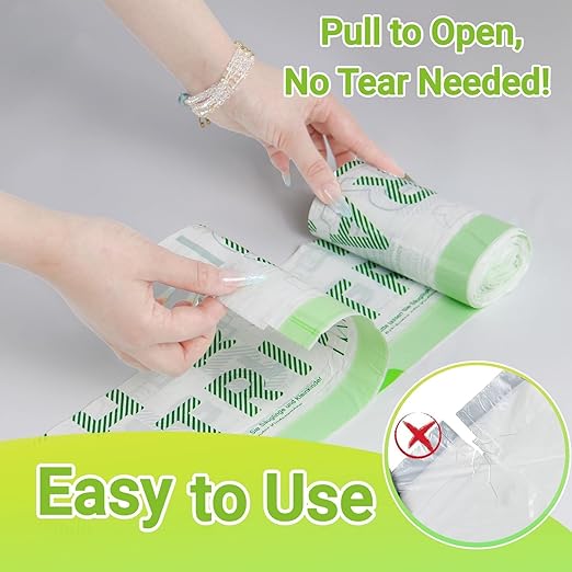 OKKEAI 4 Gallon Heavy Duty Drawstring Trash Bags, Green Printed Unscented Small Garbage Liners for Kitchen & Bathroom – 90 Count Leak-Proof