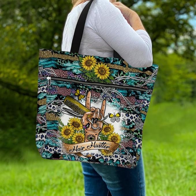 Aesthetic Tote Bag with Zipper & Pockets, Thoughtful Shoulder Bag Gift for Grandma and Women on the Go